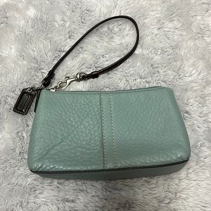 Coach Powder Blue Pebbled Leather Wristlet